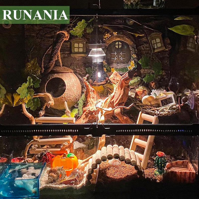 RUNANIA إكسسوارات حوض الجيكو، نباتات الكروم مع مخبأ من قشرة جوز الهند وزينة سرطان البحر للدراغون الملتحي والسحالي والكامليون والسلحفاة والثعبان - Image 4